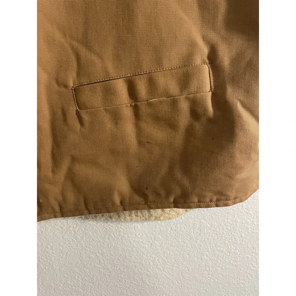 Vintage CARHARTT Brown Duck Vest Sherpa Lined 6SV Hunting USA 2XL Distressed - Picture 3 of 11